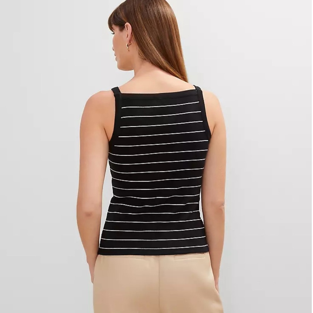 NWT Ann Taylor Black and White Striped Button-Down Tank Top - Picture 6 of 10
